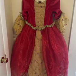 Disney Girls Princess Red Gold Dress