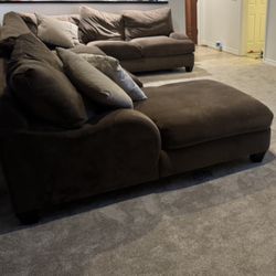 🛋️ Oversized Chocolate Brown Sectional Sofa with Chaise – Super Comfortable!