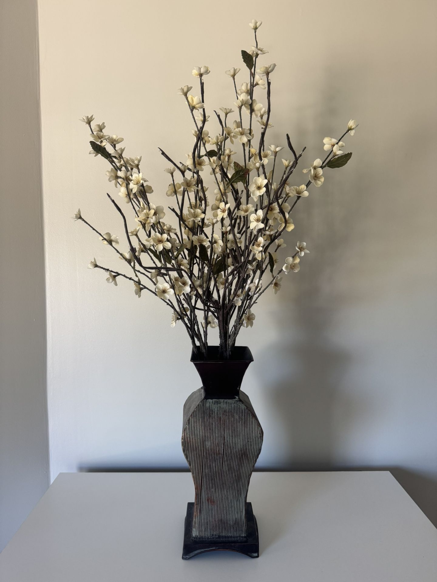 Decorative Vase with Artificial Cherry Blossom Flowers