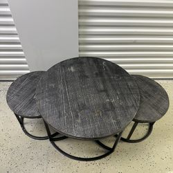 🖤 3-Piece Nesting Coffee Table Set – Industrial Style – $75 (OBO)