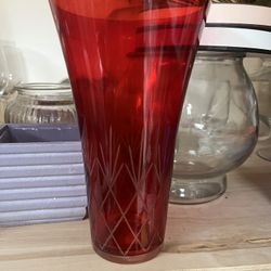 Red Tall Vase