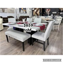 Modern 6 Piece Dining Table Set  
