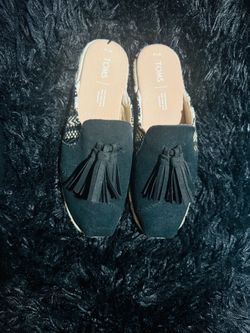 TOMS Black Suede Mule Flats