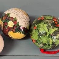 Vintage Paper Mache Christmas Ornament Memory Balls $10 for All 