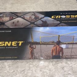 CROSSNET Four Square Volleyball Net & Game Set - Volleyball Set for Backyards - Yard Games for Kids and Adults Game Four Square Volleyball - Includes 