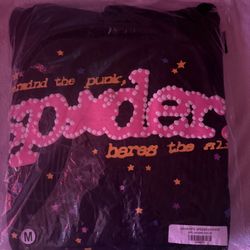 Medium Black Webbed Sp5der Hoodie