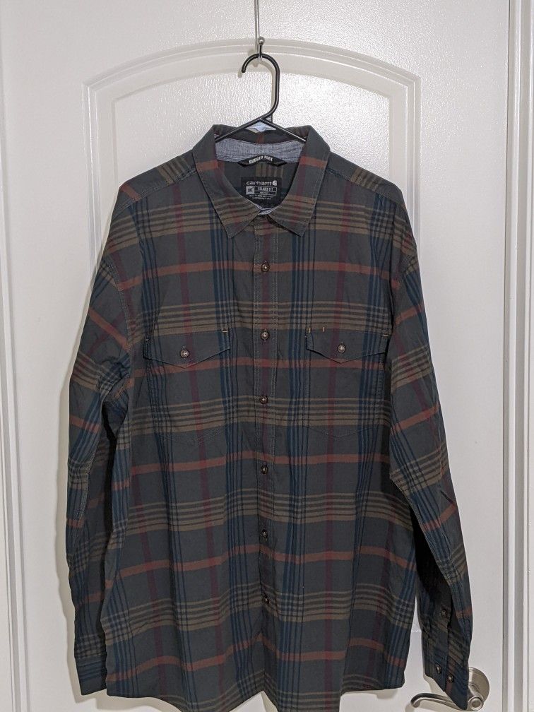 Carhartt Men's Relaxed Fit Shirt Size 2XL - Rugged Flex Plaid 