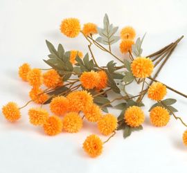 6 pack! Yellow Fake Pompom Mums! Brand new!