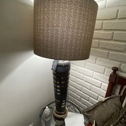 StyleCraft Home Collection 38-in Brushed Brass 3-Way Table Lamp with Fabric Shade