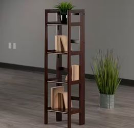 New Terry 4-Tier Foldable Shelf, Narrow, Walnut