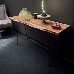 Live Edge Solid Wood Console Table – Modern Rustic