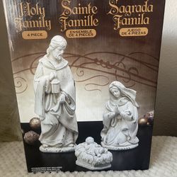 Holy Family Nativity Figurines 4 Piece Set Joseph Mary Baby Jesus - 