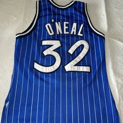 AUTHENTIC Shaquille O’Neal Champion JERSEY Men 40 Orlando Magic Blue Stripe Euc