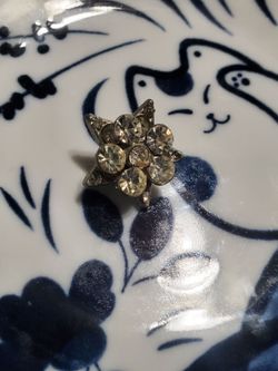 Antique Art Deco Clear Rhinestone Star Flower Brooch Pot Metal Scatter Pin