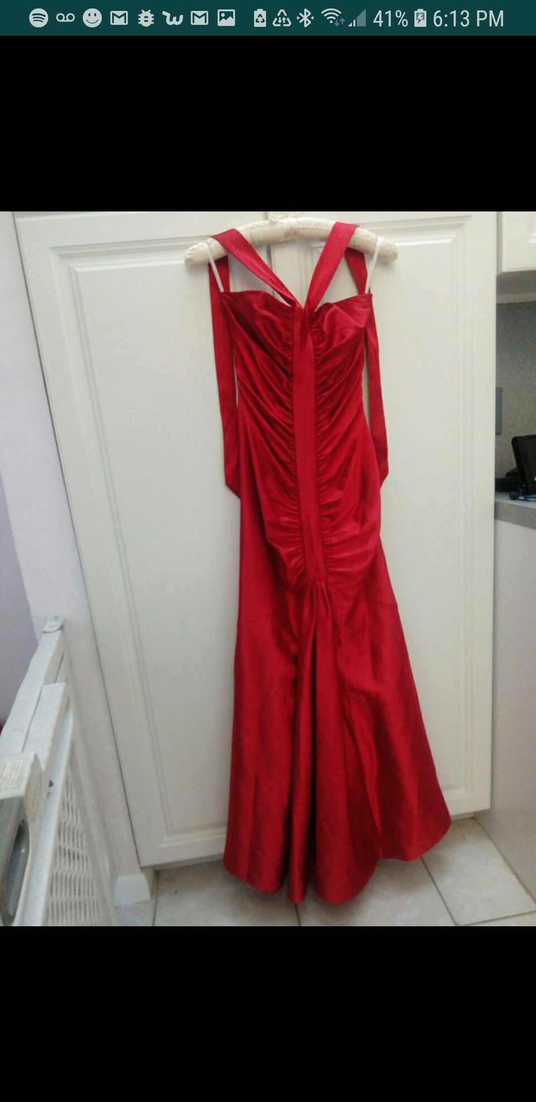 Mermaid style red satin dress