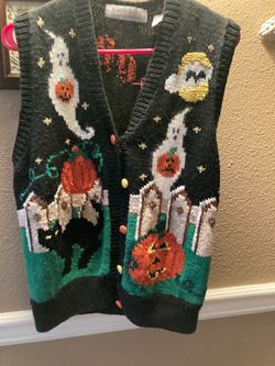 Karen Scott Halloween Knit Sweater Vest