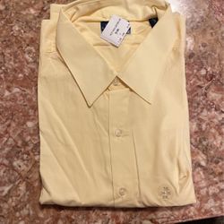 Mens Long Sleeve Yellow Dress Shirt Size XXL, New With Tags 