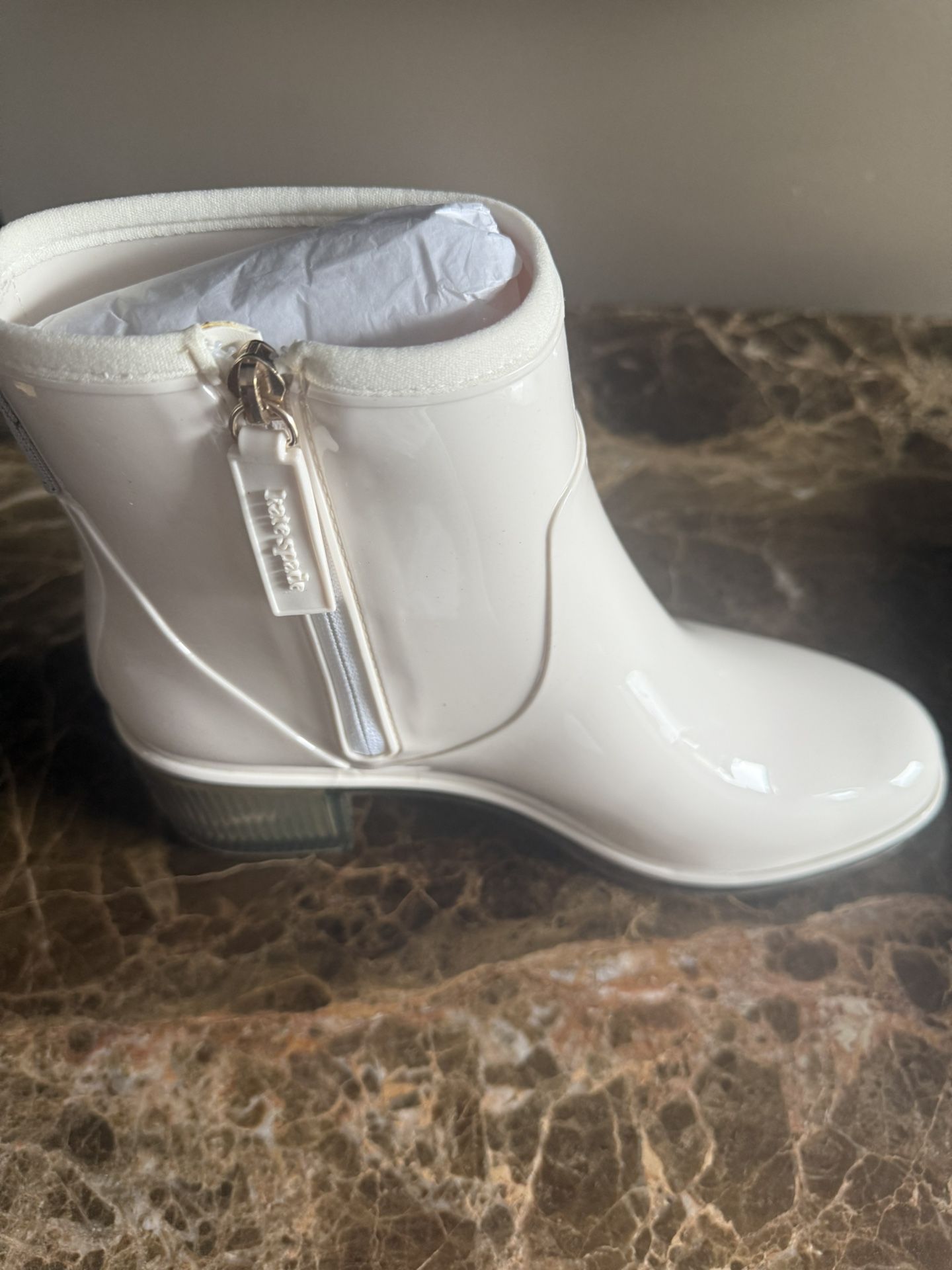 Kate Spade White Puddle Rain Boots