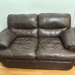 Brown Leather Loveseat