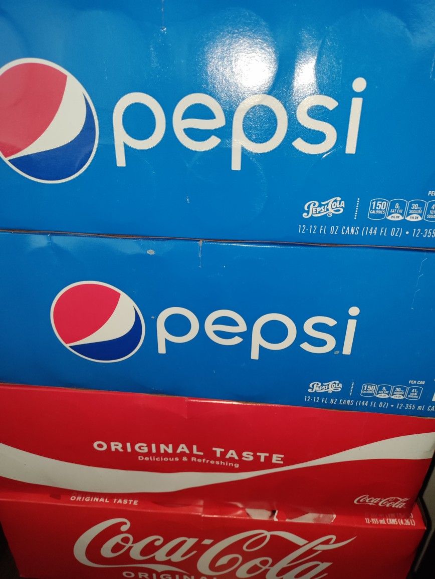 Pepsi, Coke, Sprite, Mountain Dew, Diet Mountain Dew And Diet Pepsi.