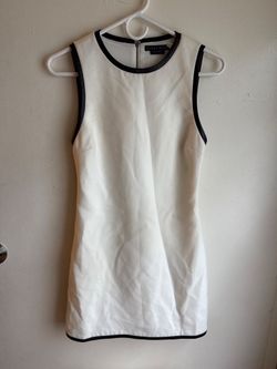 Alice + Olivia White Mini Dress Faux Leather Trim Size 0