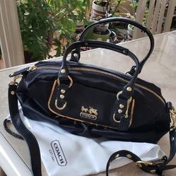 NWOT Coach Amanda satin mini satchel black