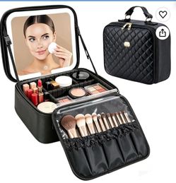 Travel Makeup Bag with LED Mirror