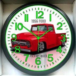 1956 Ford Pickup Truck Garage Shop Glow In The Dark Wall Clock New