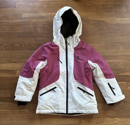 Liquid Ski Snow Jacket Kids Girls Size Small Pink & Whie With Hood 