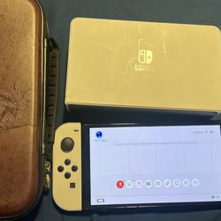 Nintendo switch oled with docking station and Zelda case 