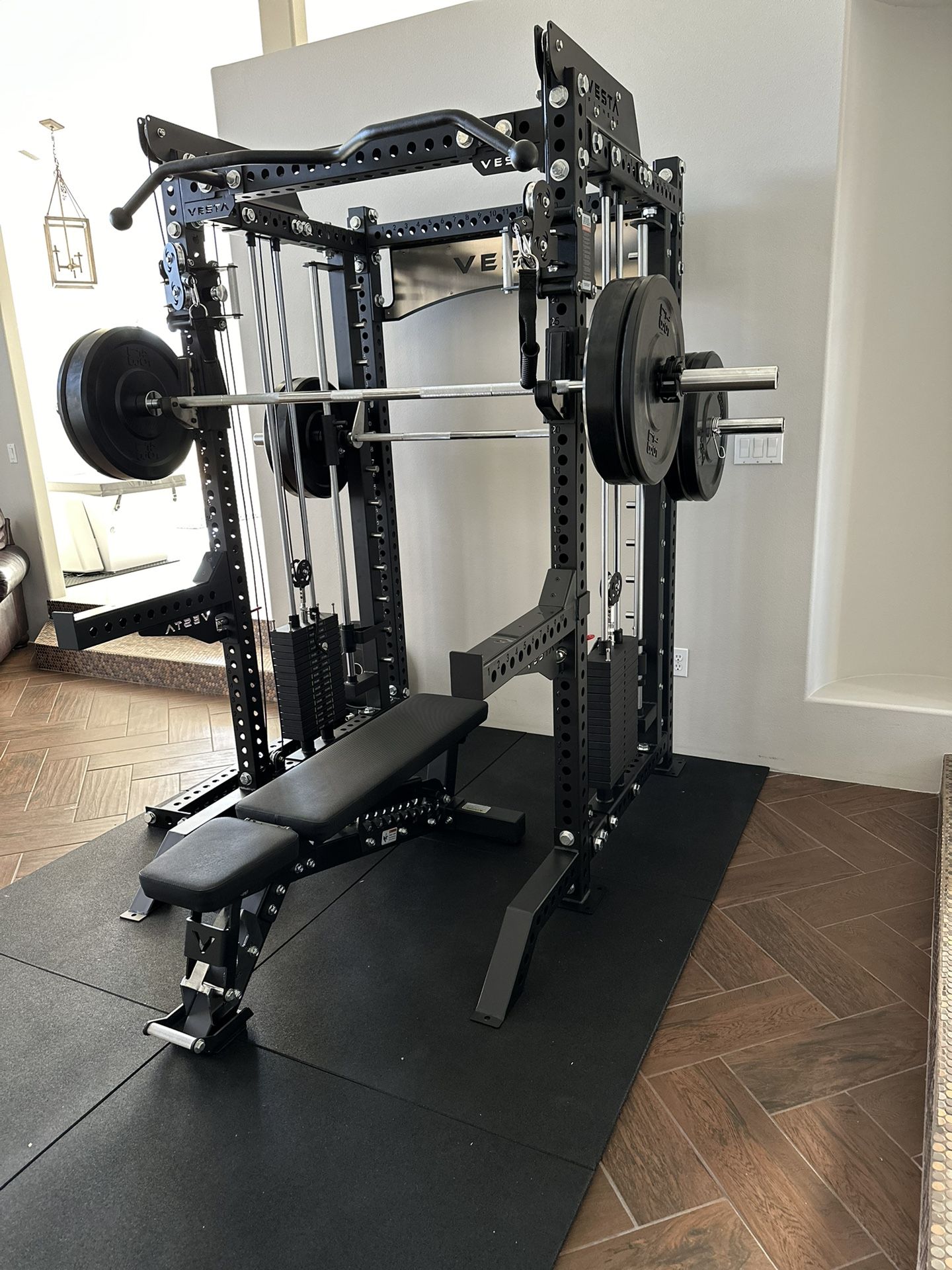 PRO SERIES Ultimate Half Rack Functional Trainer w/Smith Machine Bar | 320lb Stack | Gym Equipment | Fitness | Commercial | Squat Rack
