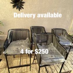 Style Selections Glenwood Black Metal Frame Stationary Dining Chair(s) with Gray Cushioned