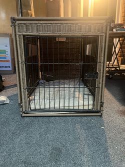 Wicker-Style Dog Crate with Cushion