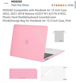 MOSISO Pink MacBook Air 13-inch Case Set w/ Keyboard Cover Screen Protector Storage Bag