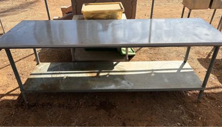 Restaurant kitchen work table stainless 8 ft