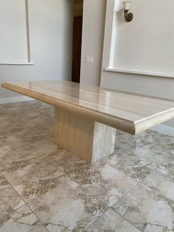 Large Vintage 1970’s Italian Travertine Stone Dining Room Table