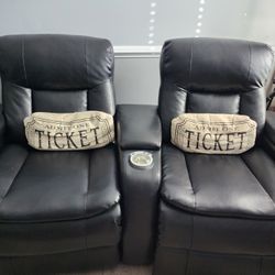 4 Theater Style Faux Leather Recliners