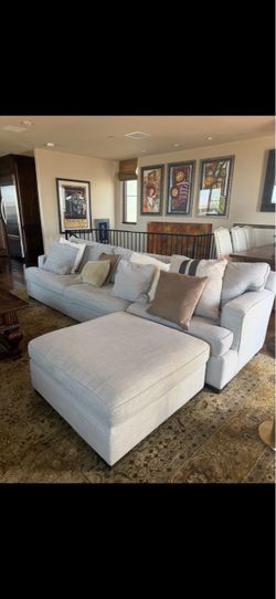 Arhaus Extra Large Sofa Sectional + Matching Oversized Ottoman (Neutrals)