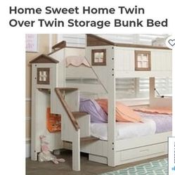 Home Sweet Home Twin Over Twin Storage Bunk Bed