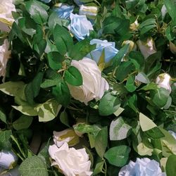 6ft Blue and white floral garlands 