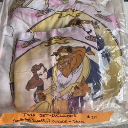 Beauty & The Beast Twin Sheet Set With Comforter & Sham
