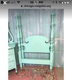 Twin bed finished in mint . Have matching pieces