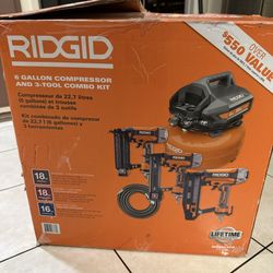 ridgid 6 gallon compressor and 3 tool combo kit