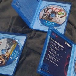 PS4 Black 2 chargers 5 games 2  controllers 1 black 1 blue