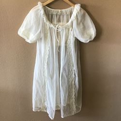 Vintage 1960s Nylon & Lace Sheer Robe (S)