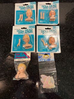 VTG 5 Packs Porcelain Doll Head & Arms Doll Making Parts & 4pc 2” Angel Wings