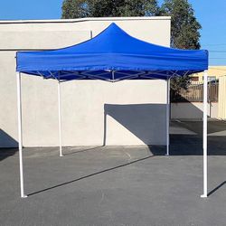 (NEW) $99 Heavy-Duty 10x10 FT Outdoor Ez Pop Up Canopy Party Tent Instant Shades w/ Carry Bag (White/Blue)