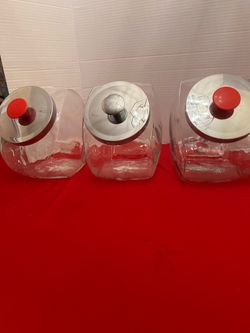 Vintage cookie or candy tilted glass jar