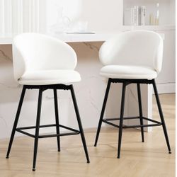 26" Counter Height Swivel Bar Stools with Back, Set of 4,