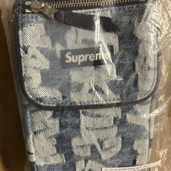 Supreme Fat Tip Jacquard Denim Neck Pouch Supreme Denim Shoulder Bag